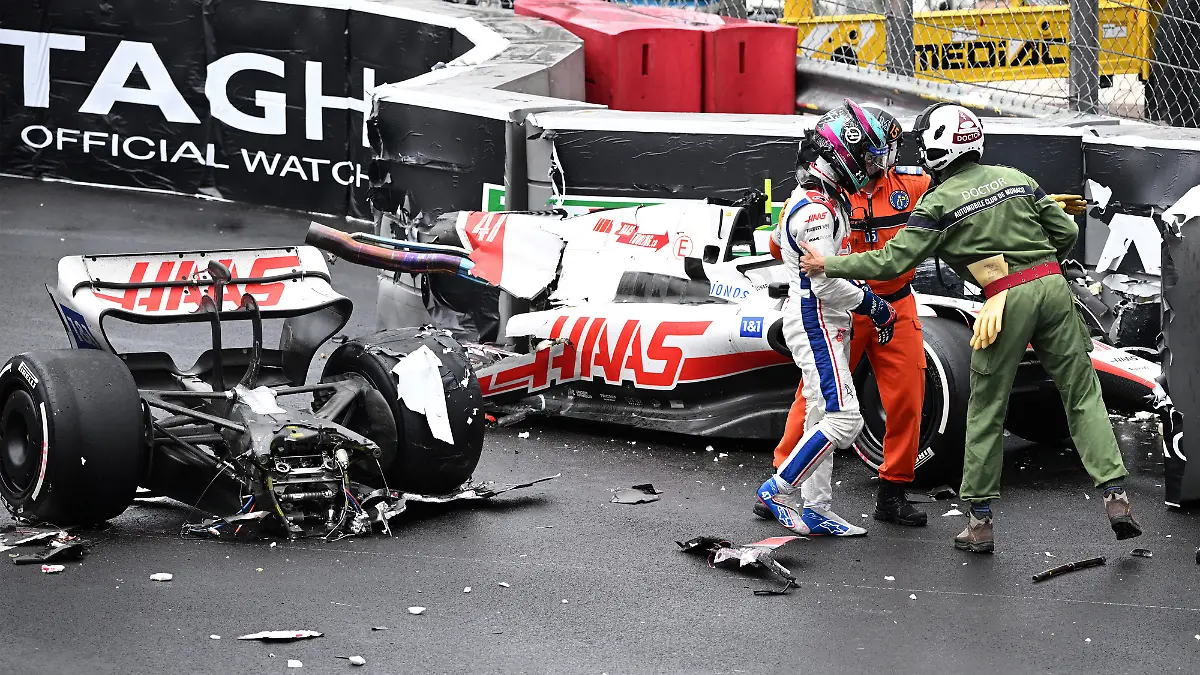 GP de Mónaco Mick Schumacher parte en dos su auto en accidente